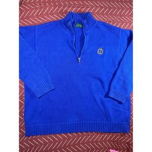 Lauren Ralph Lauren Men Royal Blue Knit 1/4 Zip Sweater Crest Logo